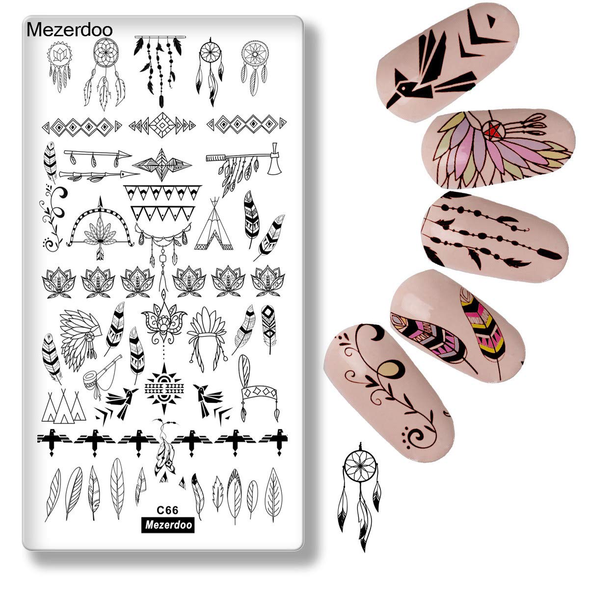 Detail Feather Dream Catcher Nail Art Nomer 29