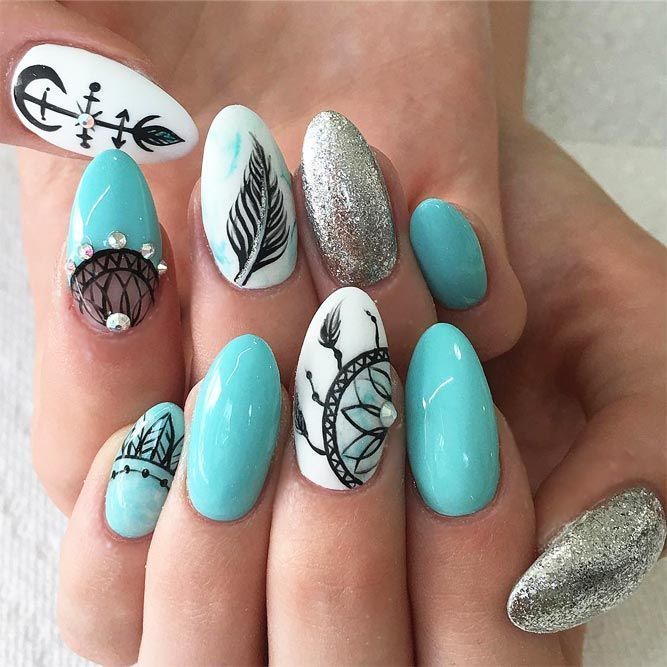 Detail Feather Dream Catcher Nail Art Nomer 5