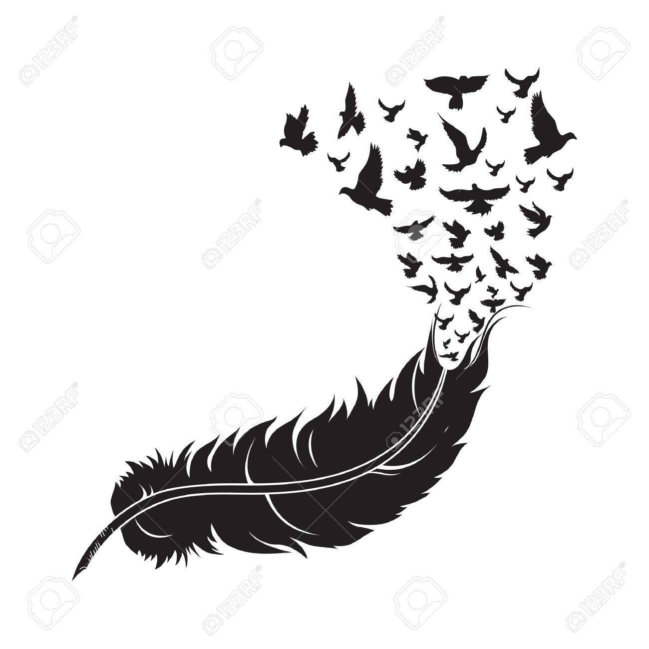 Detail Feather With Birds Clipart Nomer 3