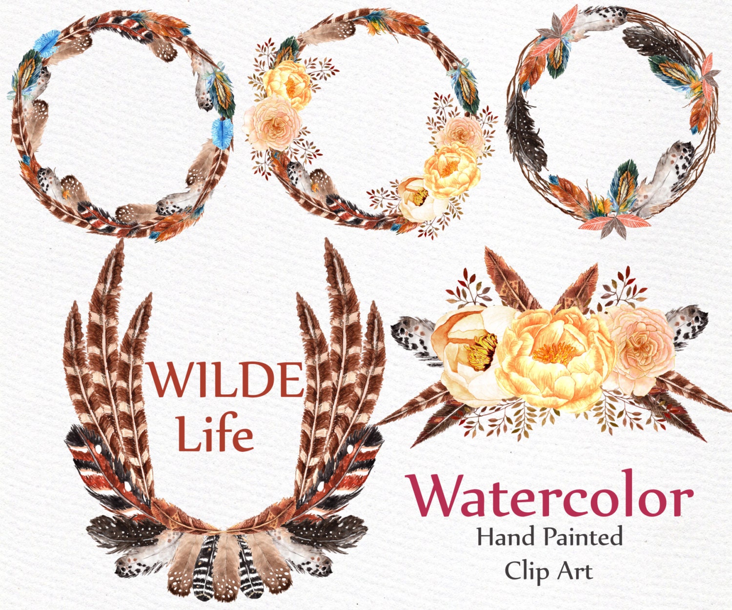 Detail Feather Wreath Clipart Nomer 39