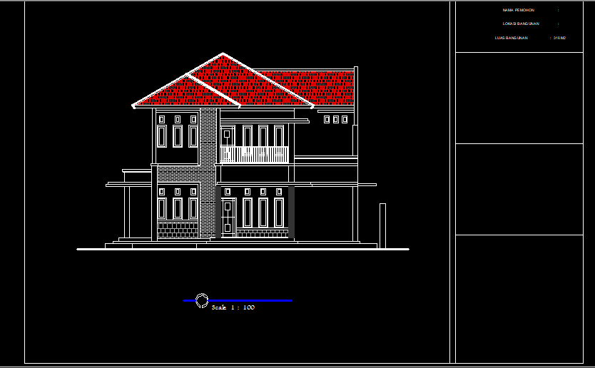 Detail File Gambar Rumah 1 Lantai Dan 2 Lantai Format Acad Nomer 11