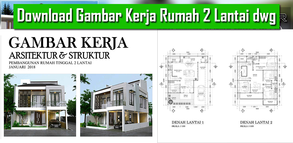 Download File Gambar Rumah 1 Lantai Dan 2 Lantai Format Acad Nomer 14