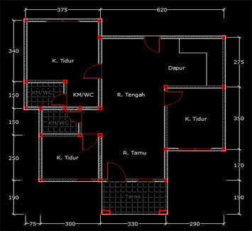 Detail File Gambar Rumah 1 Lantai Dan 2 Lantai Format Acad Nomer 26