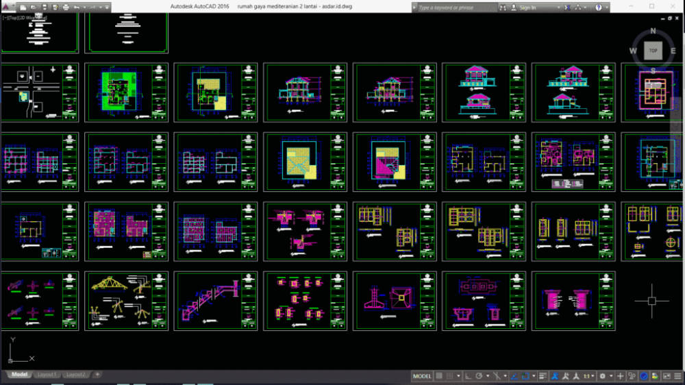 Detail File Gambar Rumah 1 Lantai Dan 2 Lantai Format Acad Nomer 35