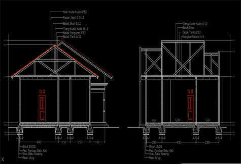 Detail File Gambar Rumah 1 Lantai Dan 2 Lantai Format Acad Nomer 38