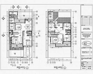 Detail File Gambar Rumah 1 Lantai Dan 2 Lantai Format Acad Nomer 47