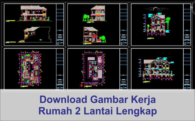 Detail File Gambar Rumah 1 Lantai Dan 2 Lantai Format Acad Nomer 9