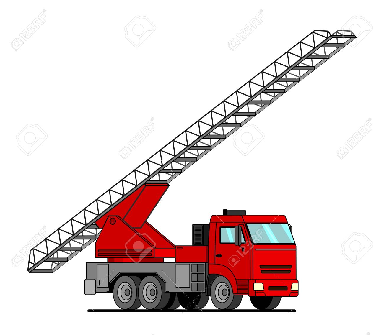 Detail Fire Truck Ladder Clipart Nomer 10