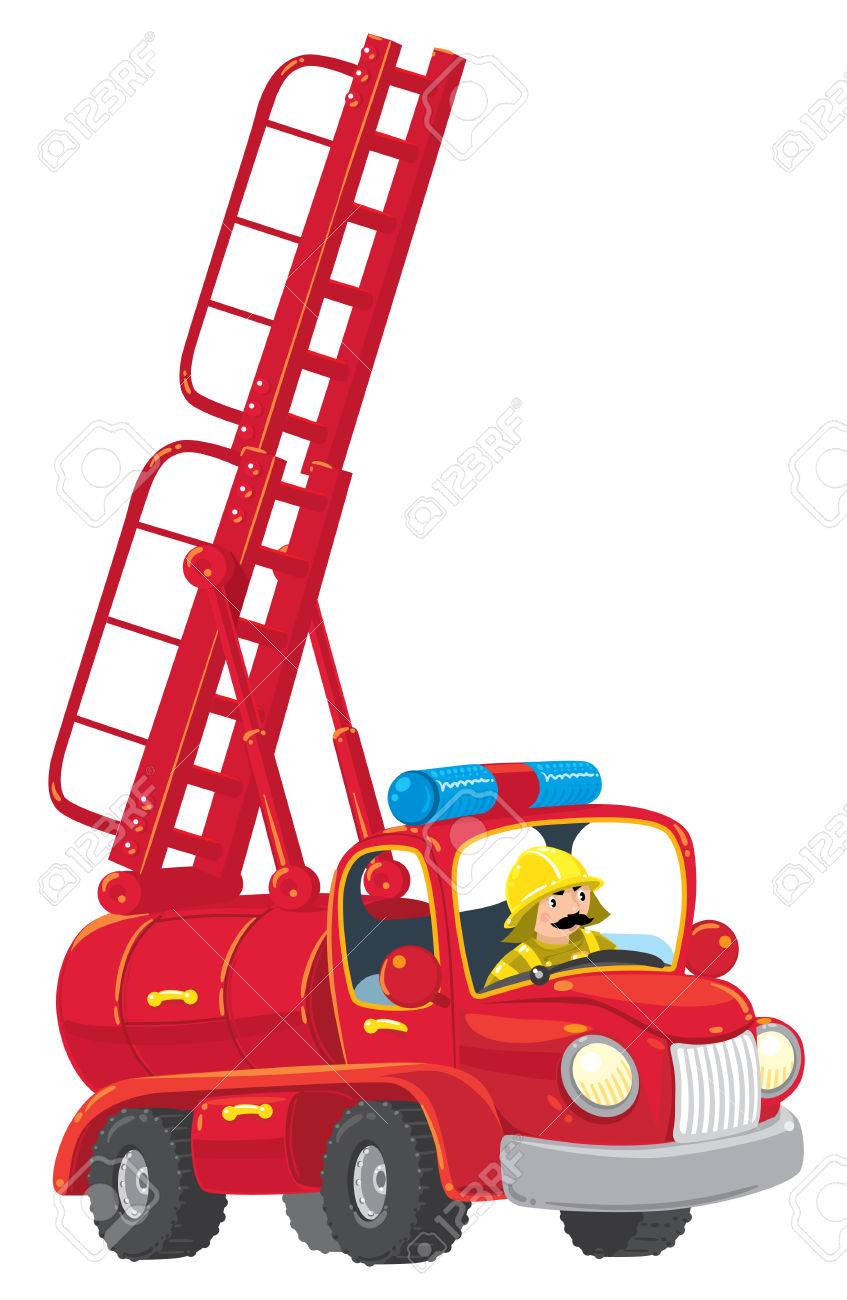 Detail Fire Truck Ladder Clipart Nomer 26