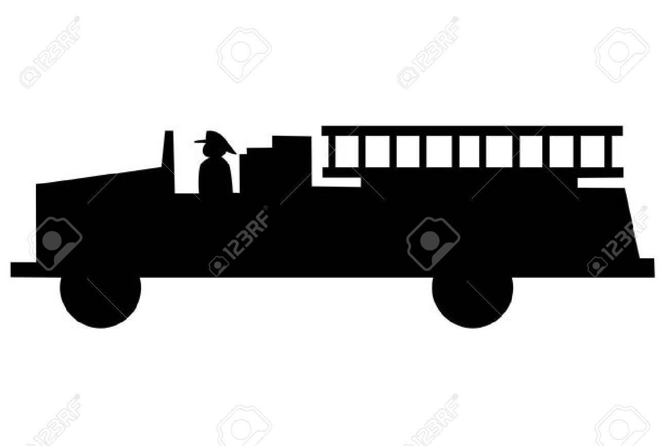 Detail Fire Truck Silhouette Clip Art Nomer 10