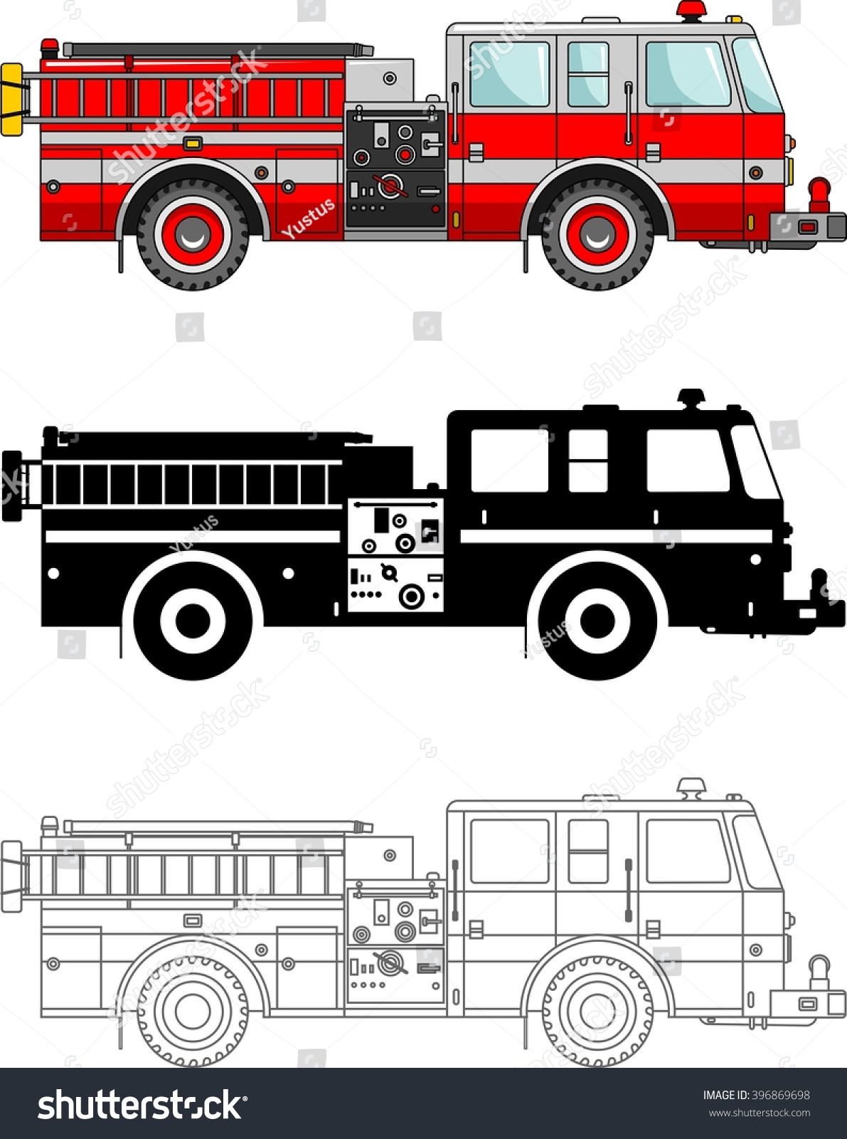 Detail Fire Truck Silhouette Clip Art Nomer 20