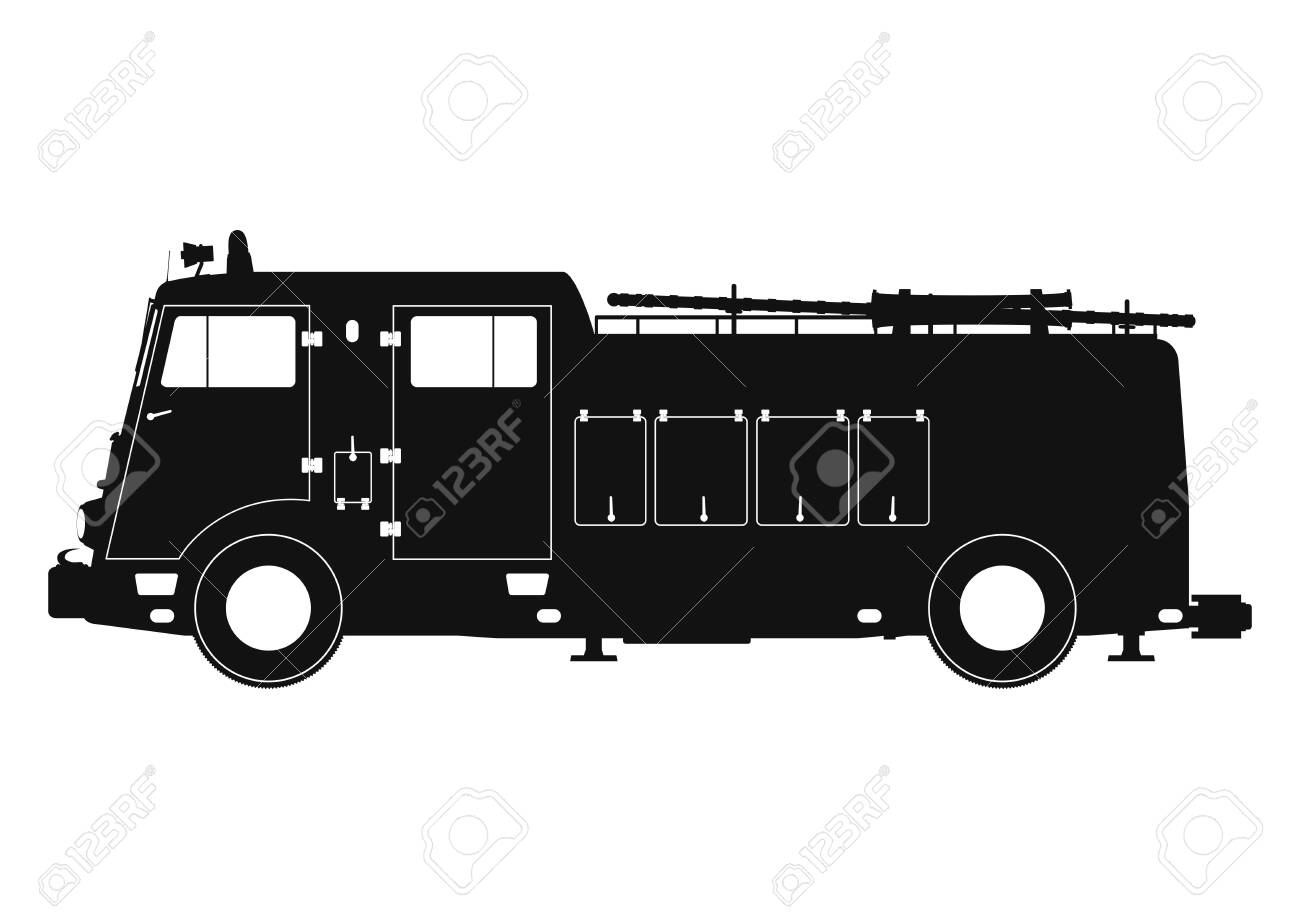 Detail Fire Truck Silhouette Clip Art Nomer 22