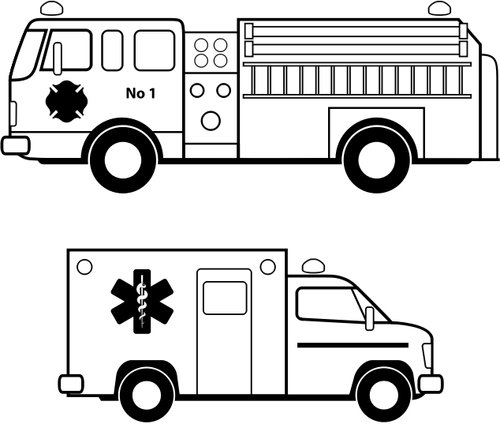 Detail Firetruck Clipart Black And White Nomer 29