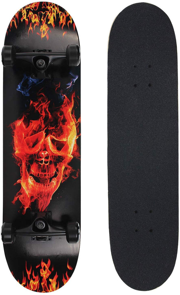 Detail Flaming Skull Skateboard Nomer 18