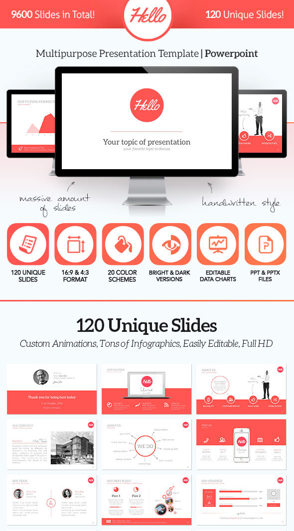 Detail Flat Design Powerpoint Template Nomer 25