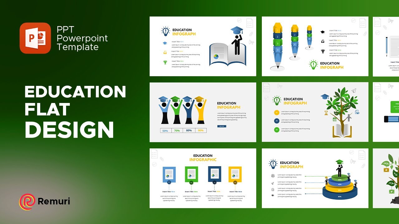Detail Flat Design Powerpoint Template Nomer 43