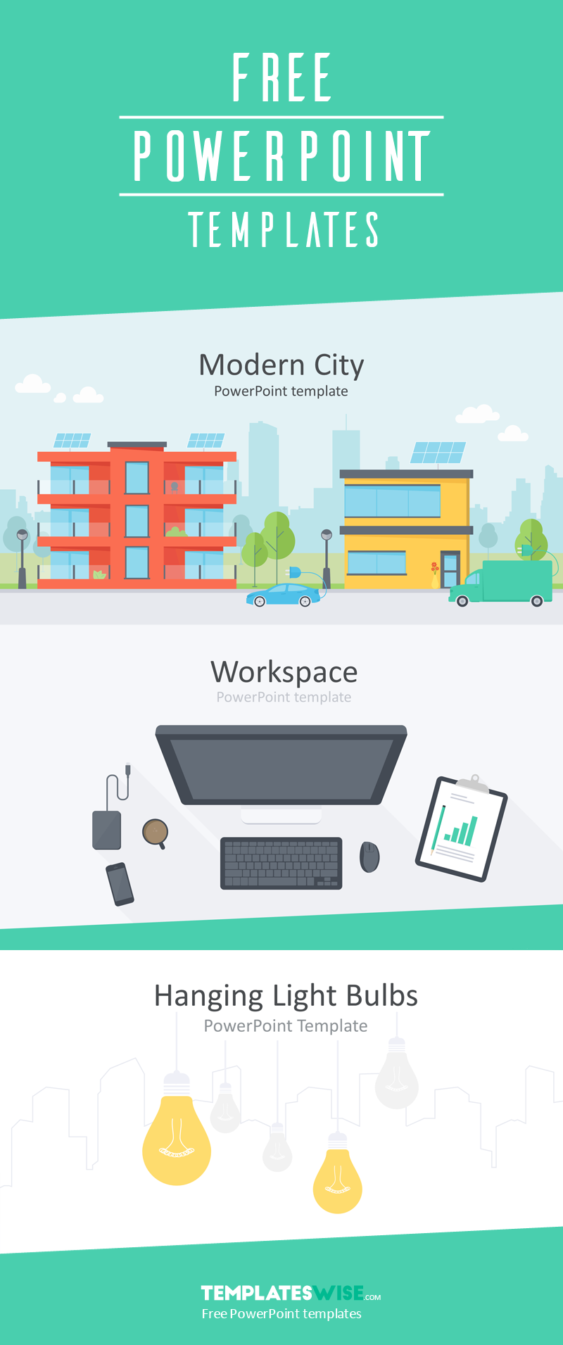 Detail Flat Design Powerpoint Template Free Download Nomer 16