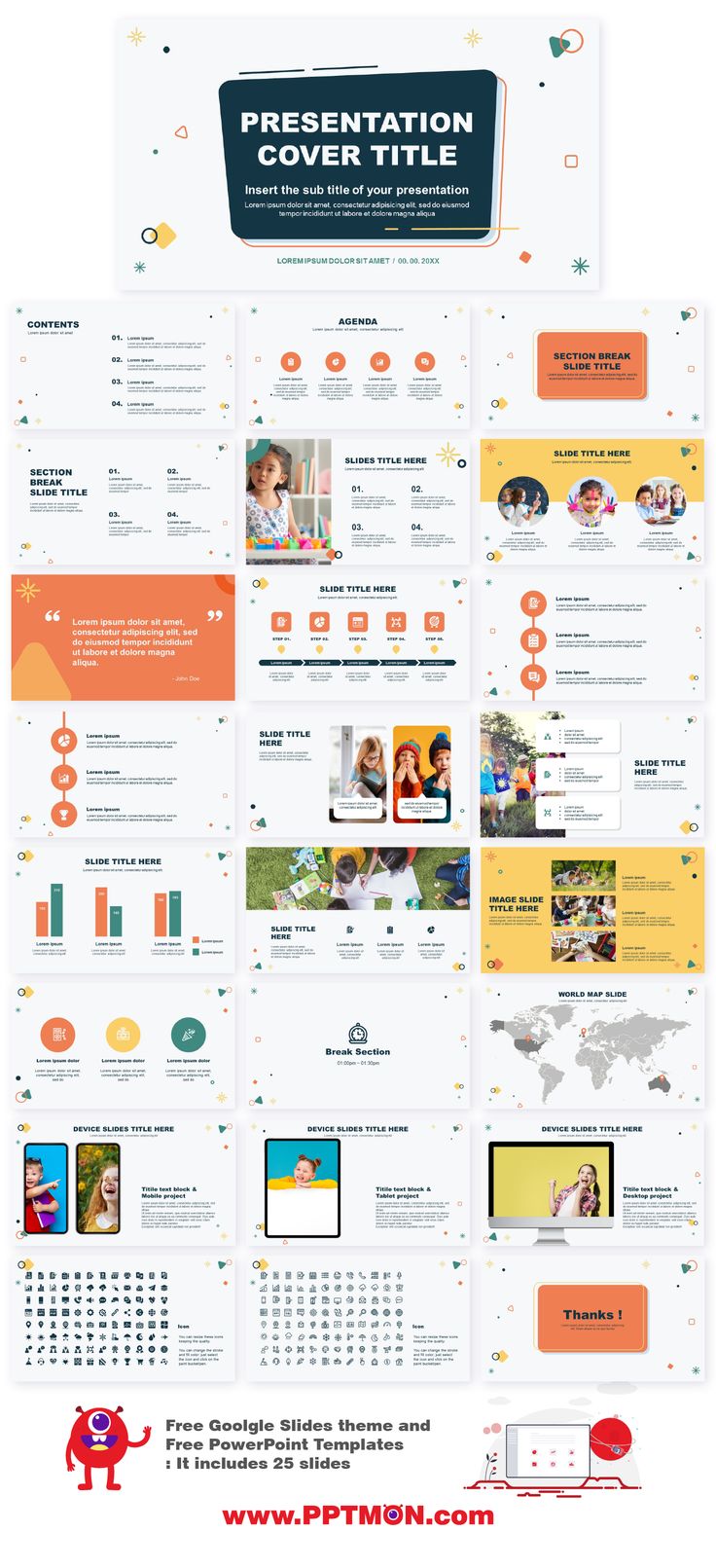Detail Flat Design Powerpoint Template Free Download Nomer 32
