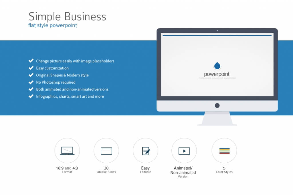 Detail Flat Design Powerpoint Template Free Download Nomer 35
