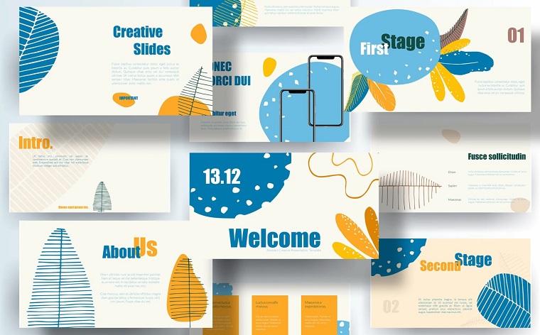 Detail Flat Design Powerpoint Template Free Download Nomer 48