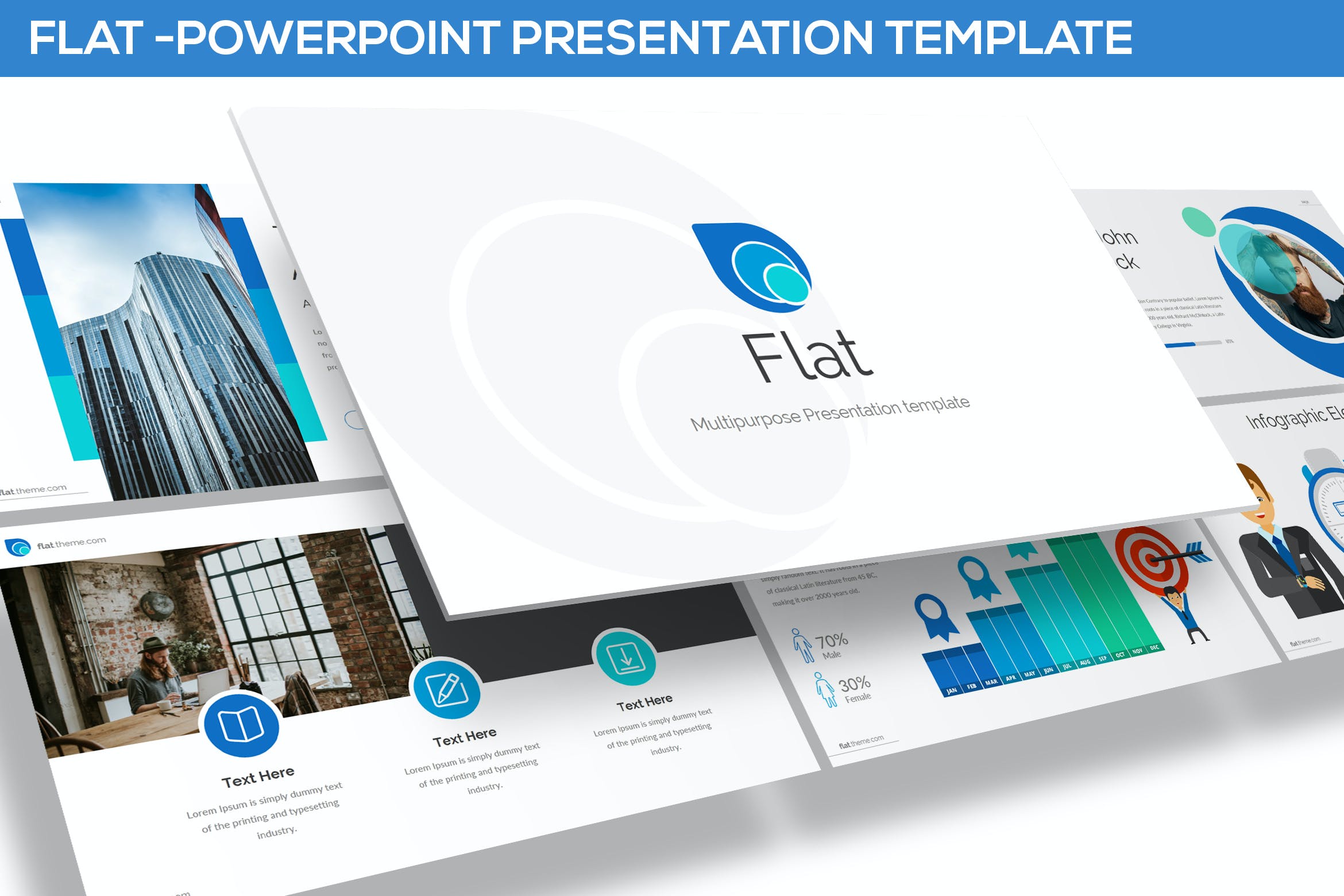 Detail Flat Presentation Template Nomer 13