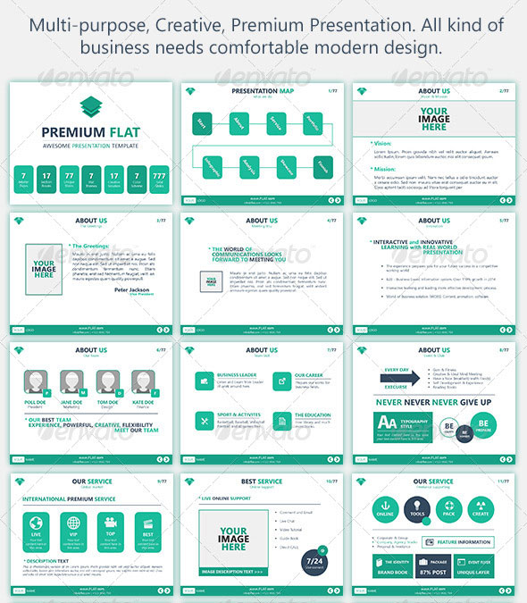 Detail Flat Presentation Template Nomer 33