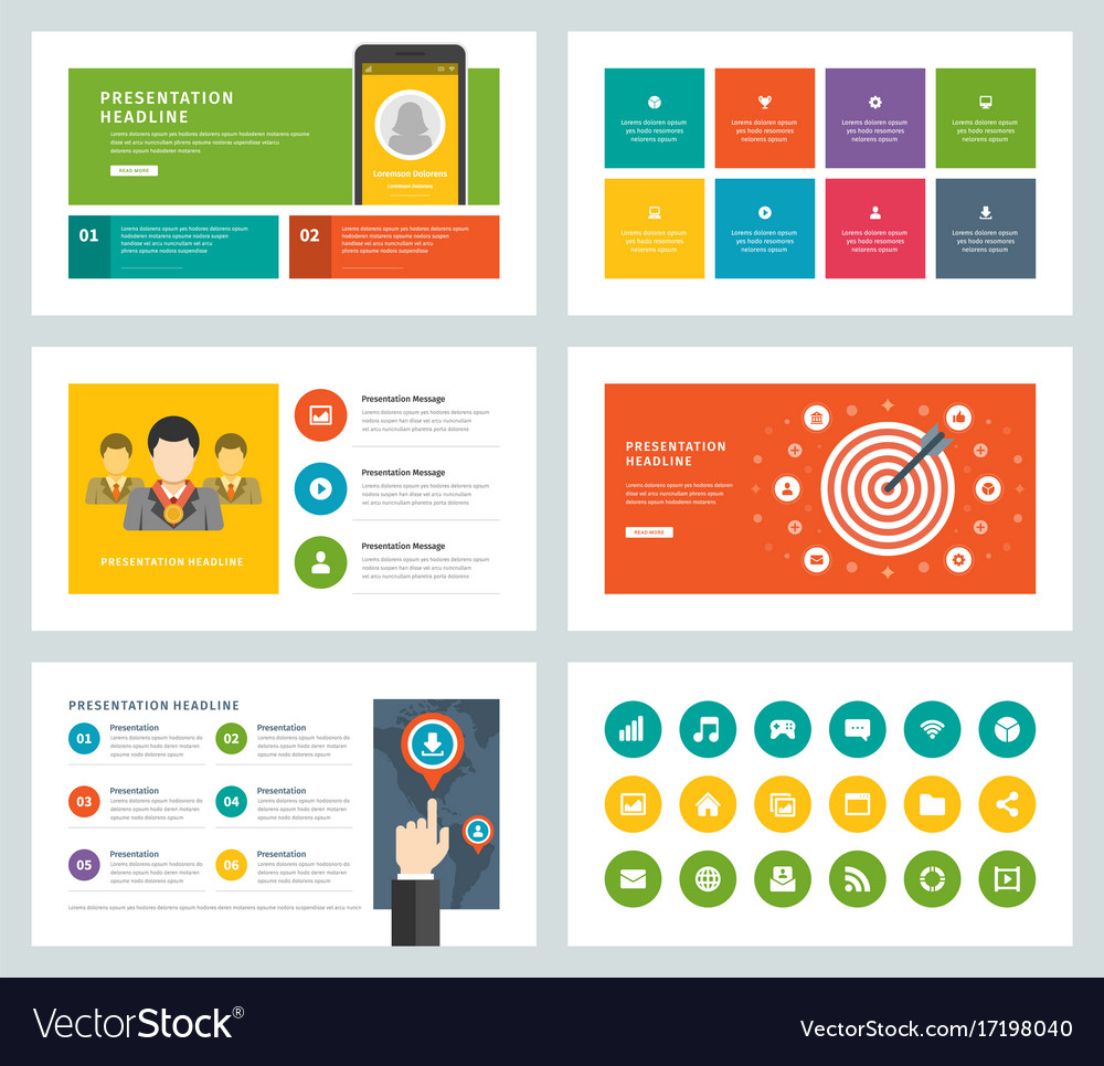 Detail Flat Presentation Template Nomer 6