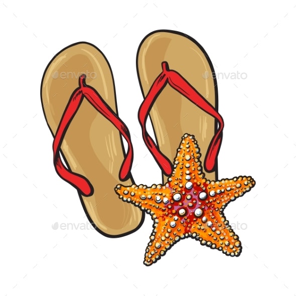 Detail Flip Flops With Starfish Nomer 19