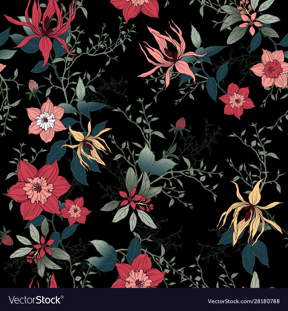 Floral Background Black - KibrisPDR