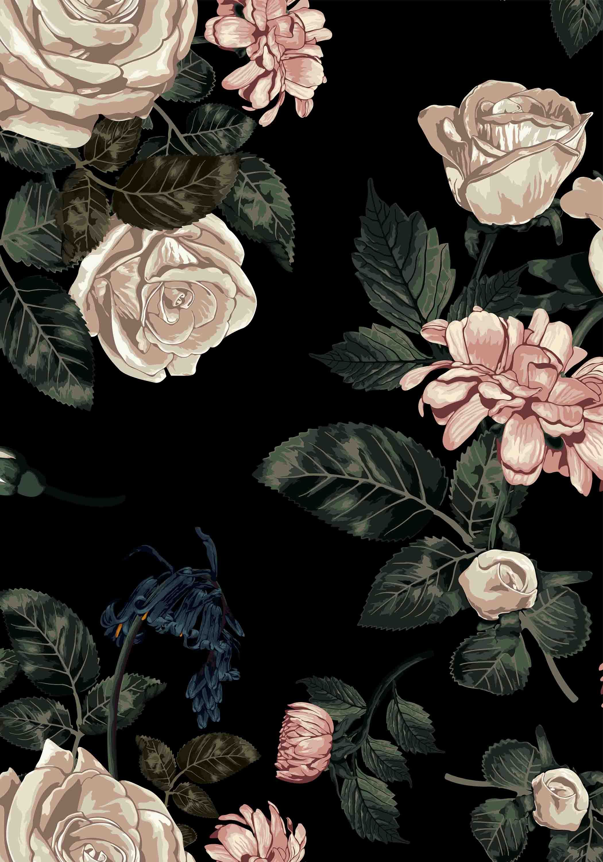 Detail Floral Background Black Nomer 3