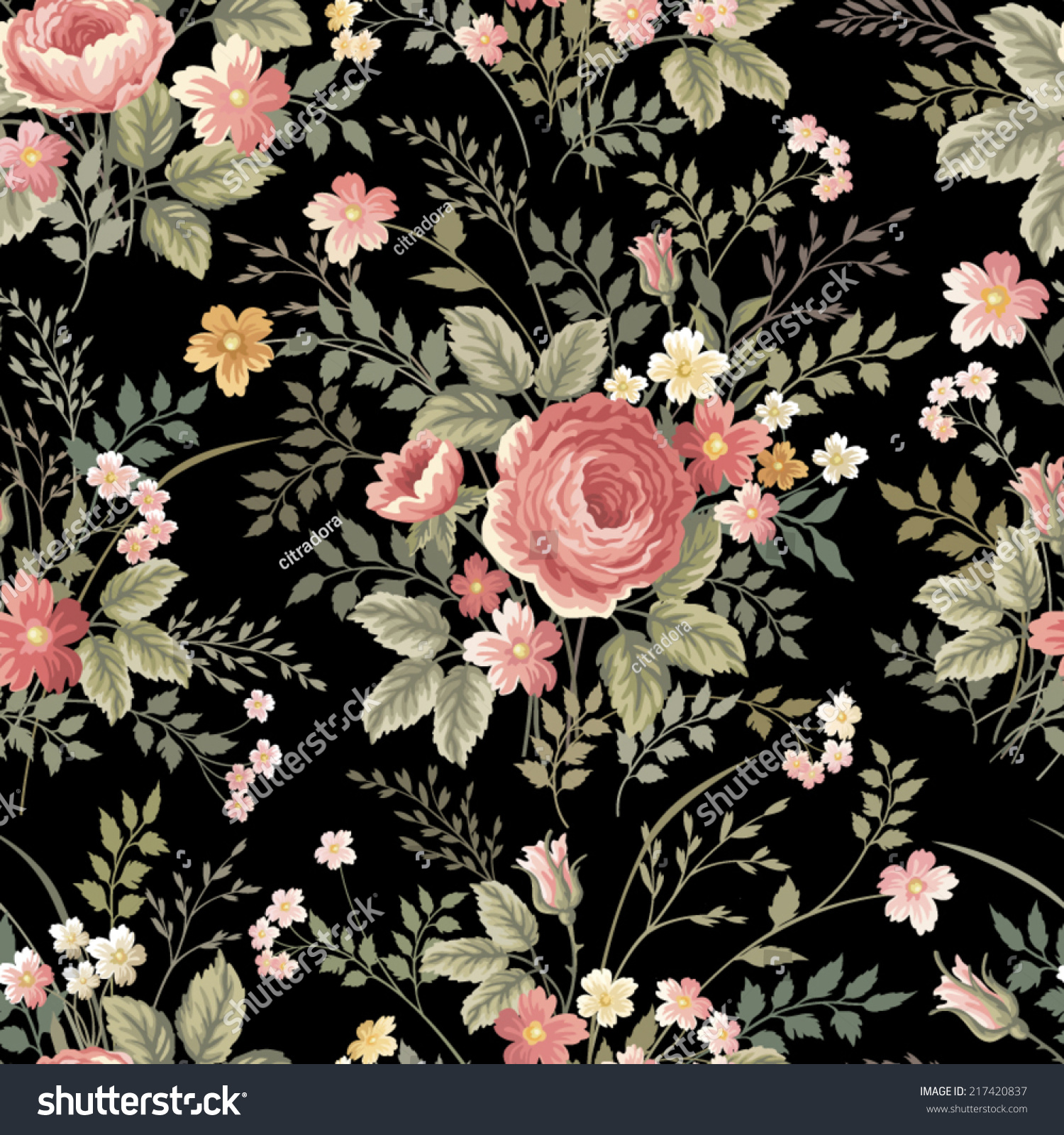 Detail Floral Background Black Nomer 20