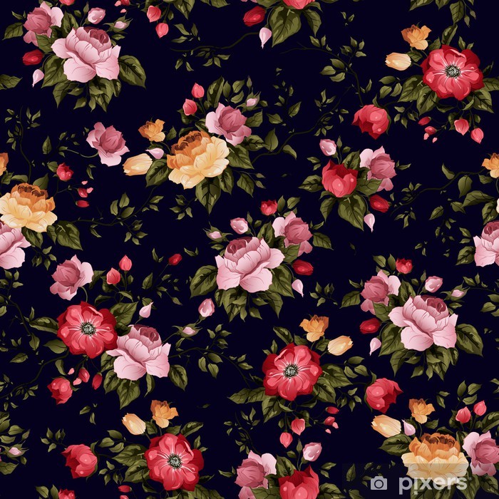 Detail Floral Background Black Nomer 22