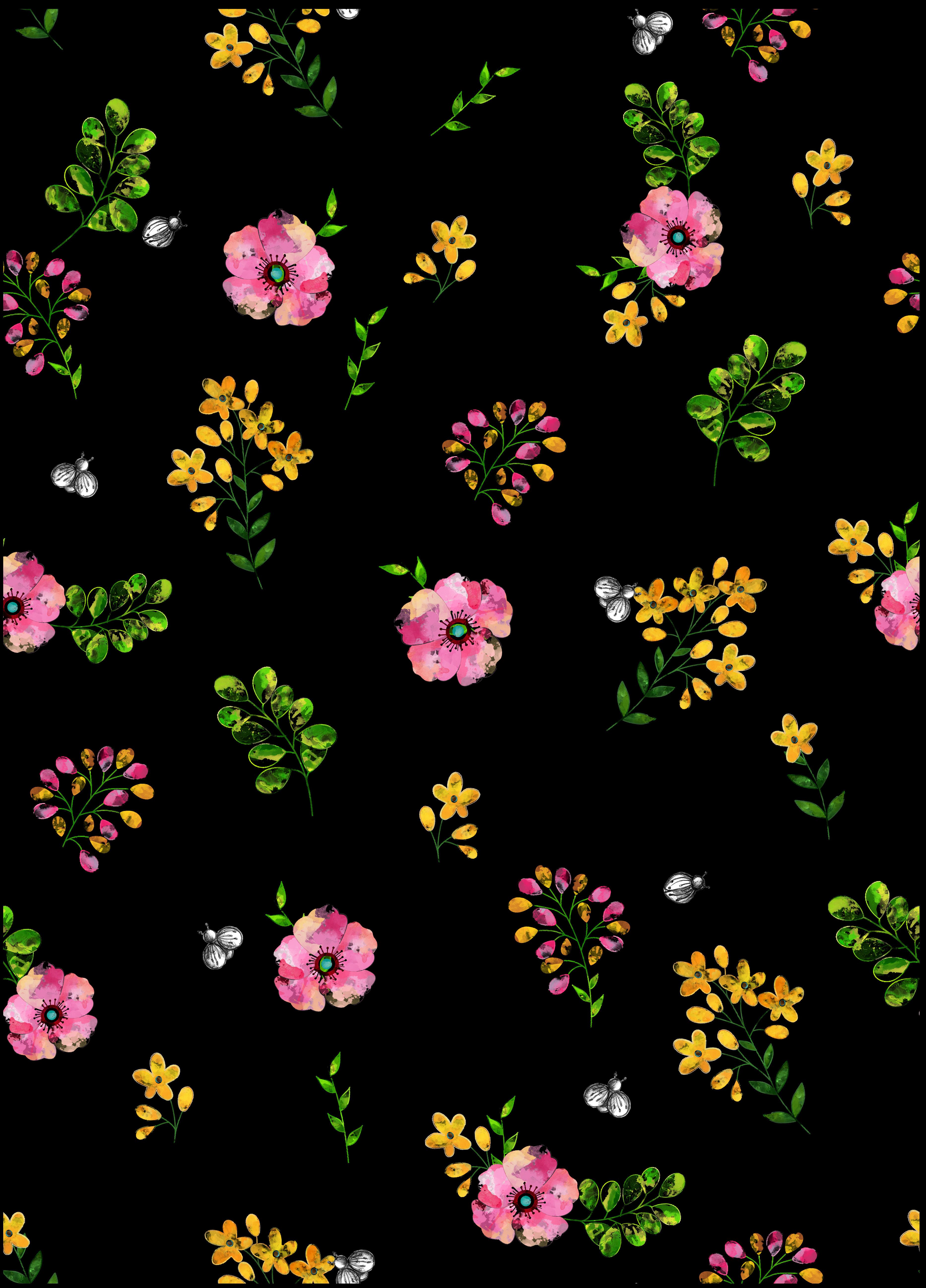 Detail Floral Background Black Nomer 9