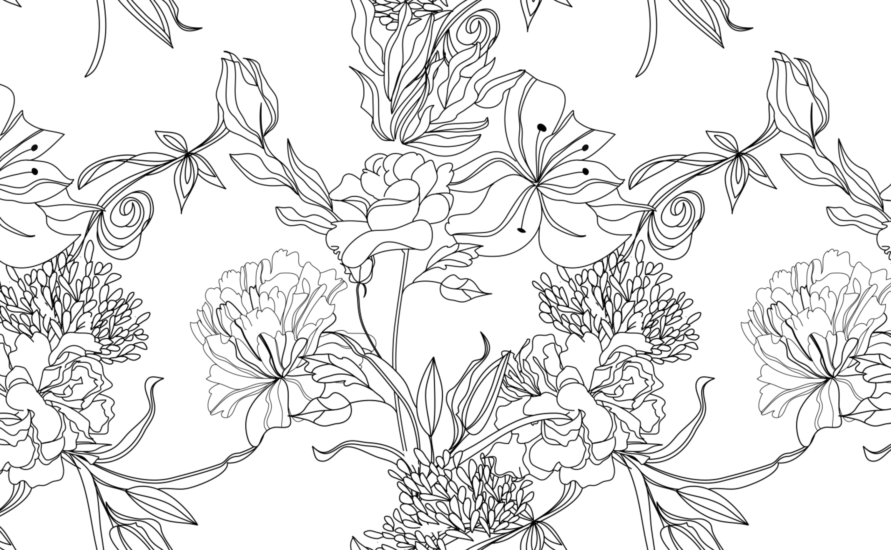 Detail Floral Background Black And White Nomer 2