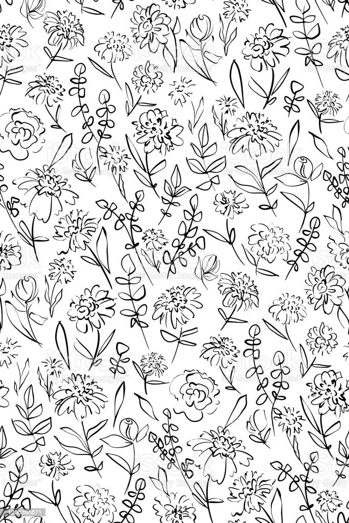 Detail Floral Background Black And White Nomer 38