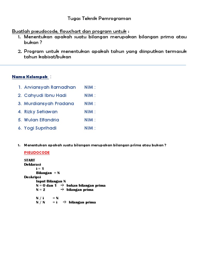 Detail Flowchart Menentukan Bilangan Prima Nomer 39