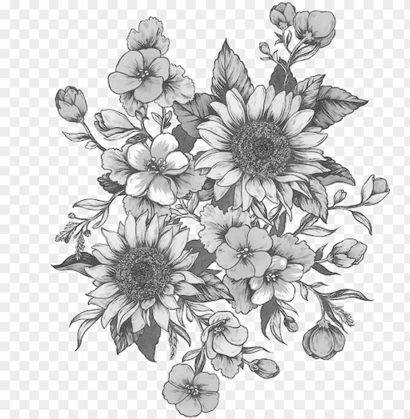 Detail Flower Black And White Png Nomer 18