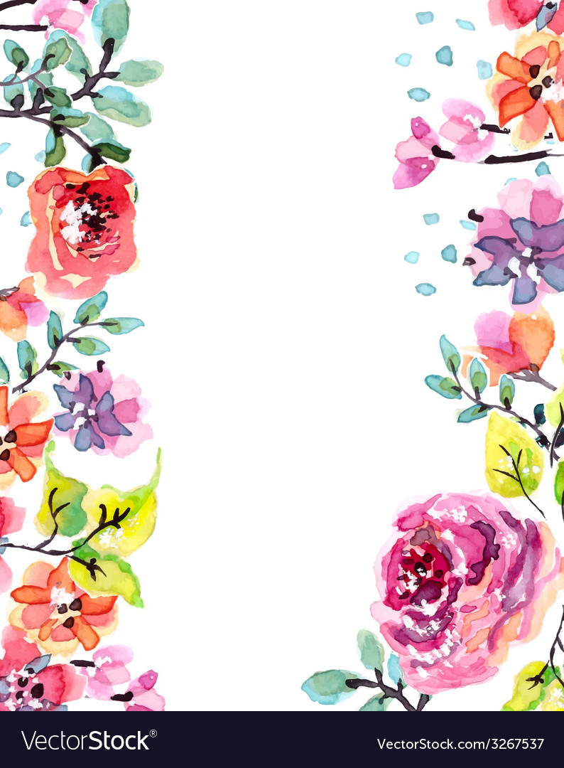 Detail Flower Frame Watercolor Nomer 32