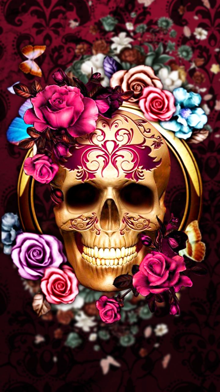 Detail Flower Sugar Skull Wallpaper Nomer 2
