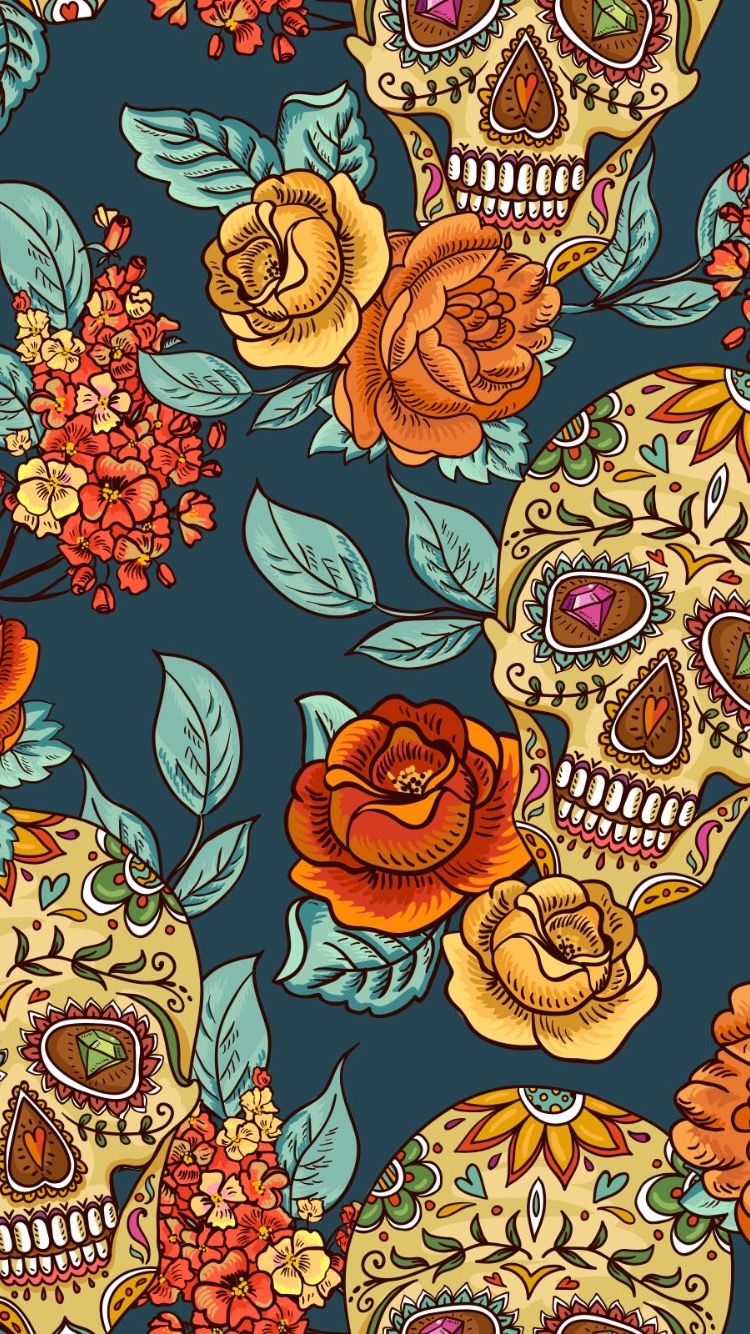 Detail Flower Sugar Skull Wallpaper Nomer 29