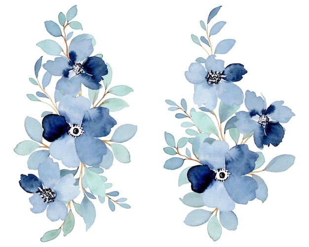 Detail Flower Watercolor Blue Nomer 11