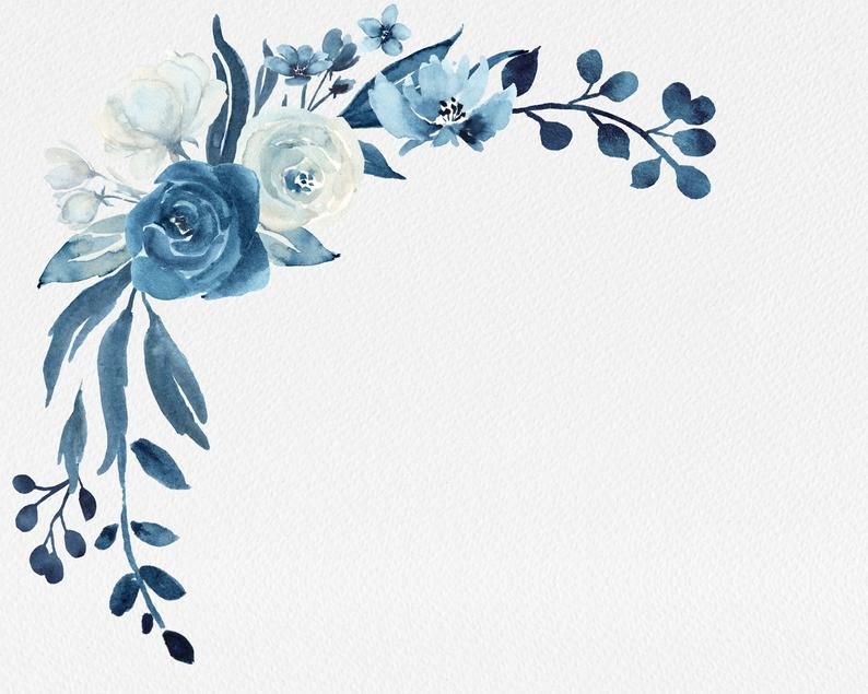 Detail Flower Watercolor Blue Nomer 17