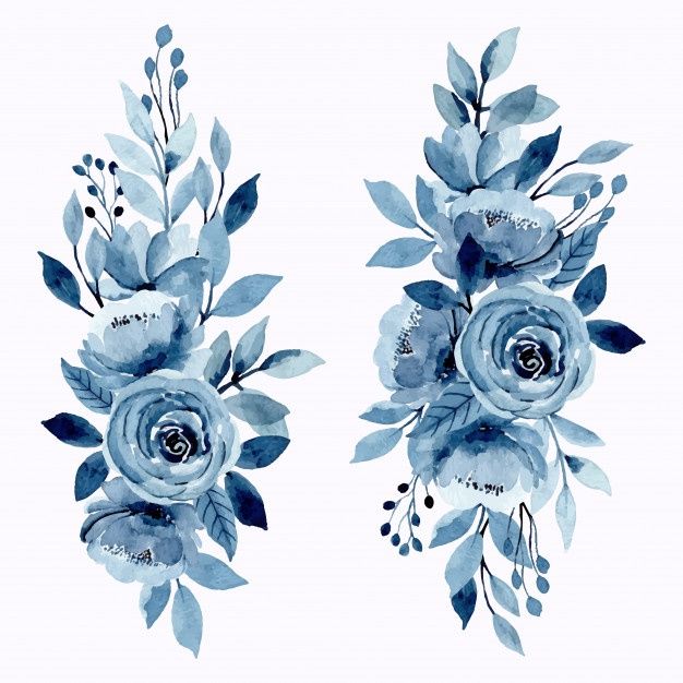 Detail Flower Watercolor Blue Nomer 24