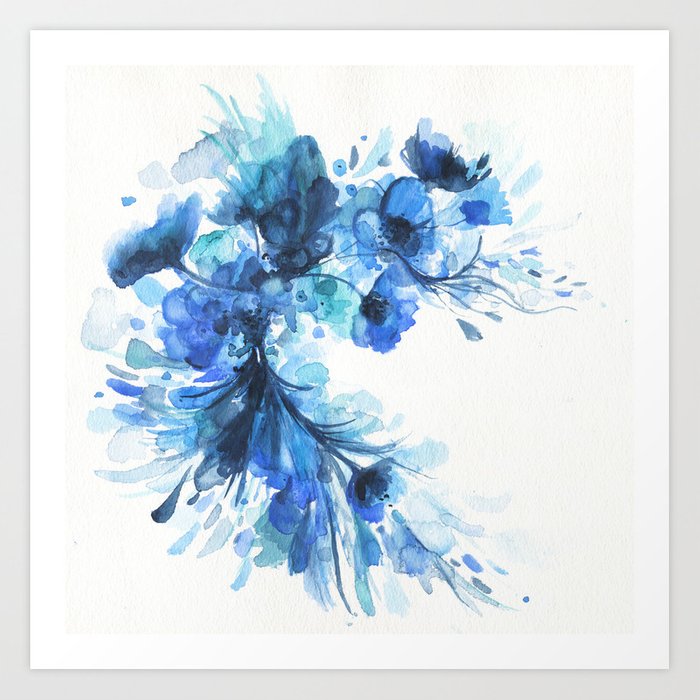 Detail Flower Watercolor Blue Nomer 7