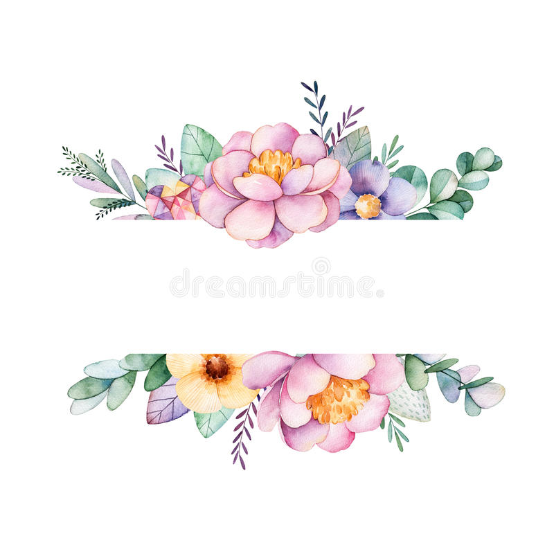 Detail Flower Watercolor Border Nomer 9