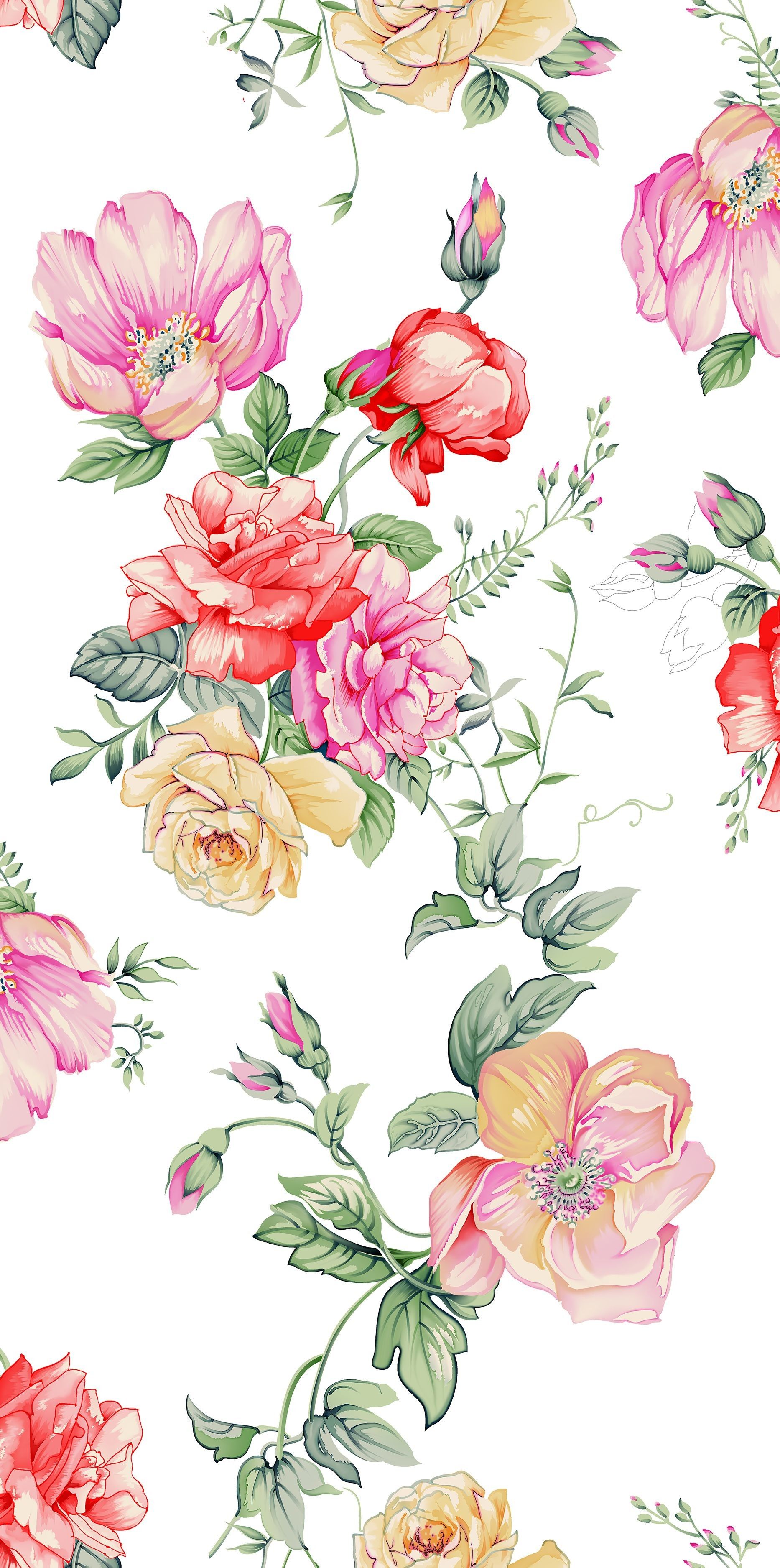 Detail Flower Watercolor Wallpaper Nomer 3