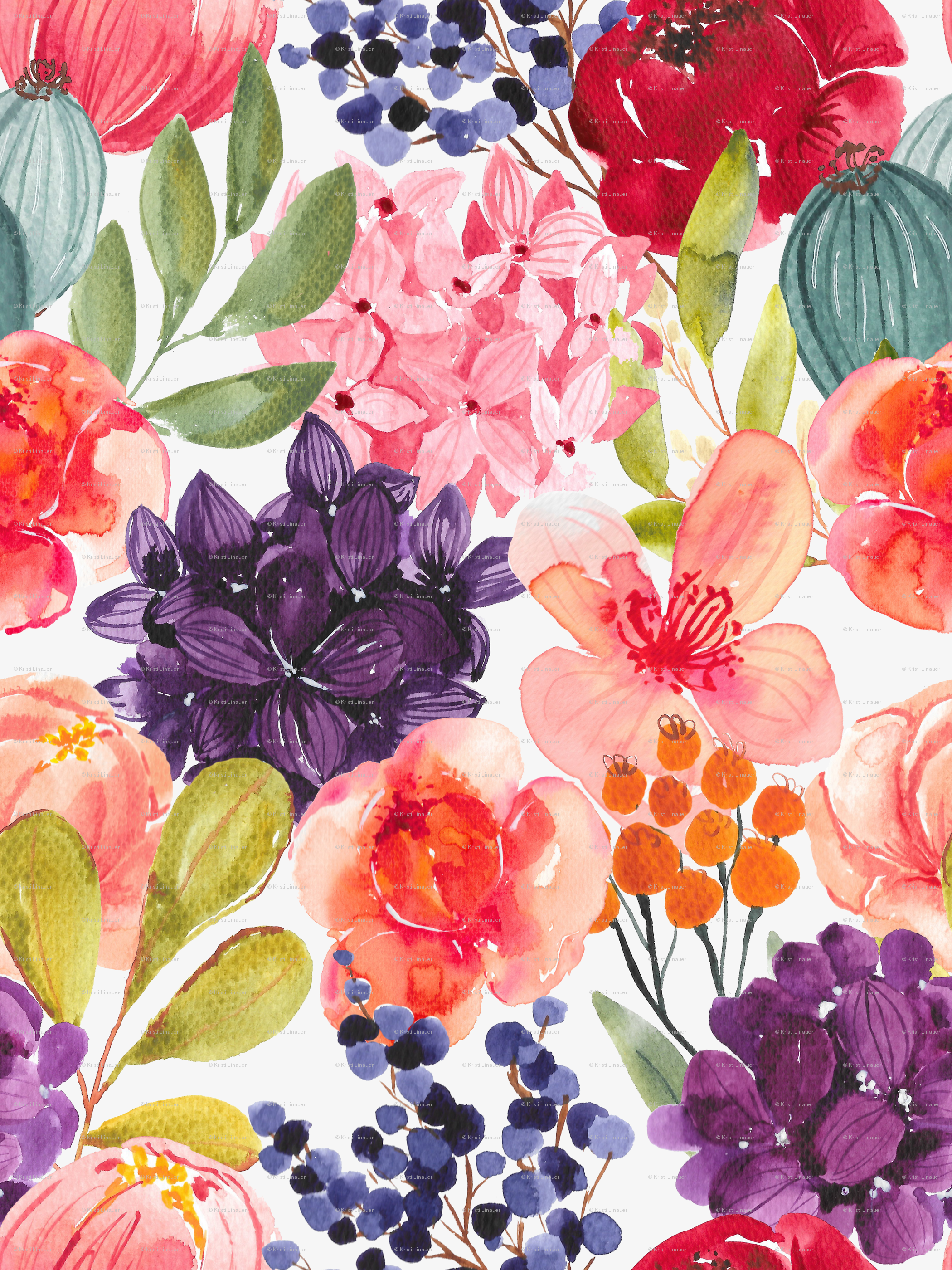 Detail Flower Watercolor Wallpaper Nomer 27