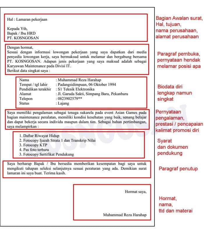 Detail Bagian Bagian Dari Surat Lamaran Kerja Nomer 11