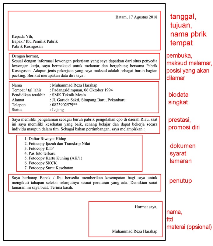 Detail Bagian Bagian Dari Surat Lamaran Kerja Nomer 14