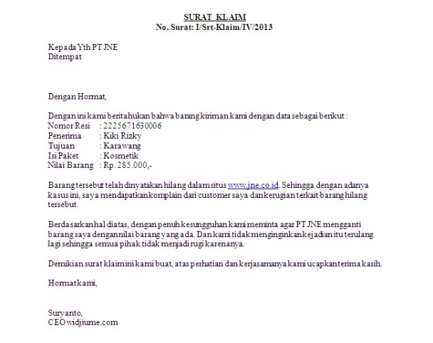 Detail Bagian Bagian Surat Niaga Nomer 22